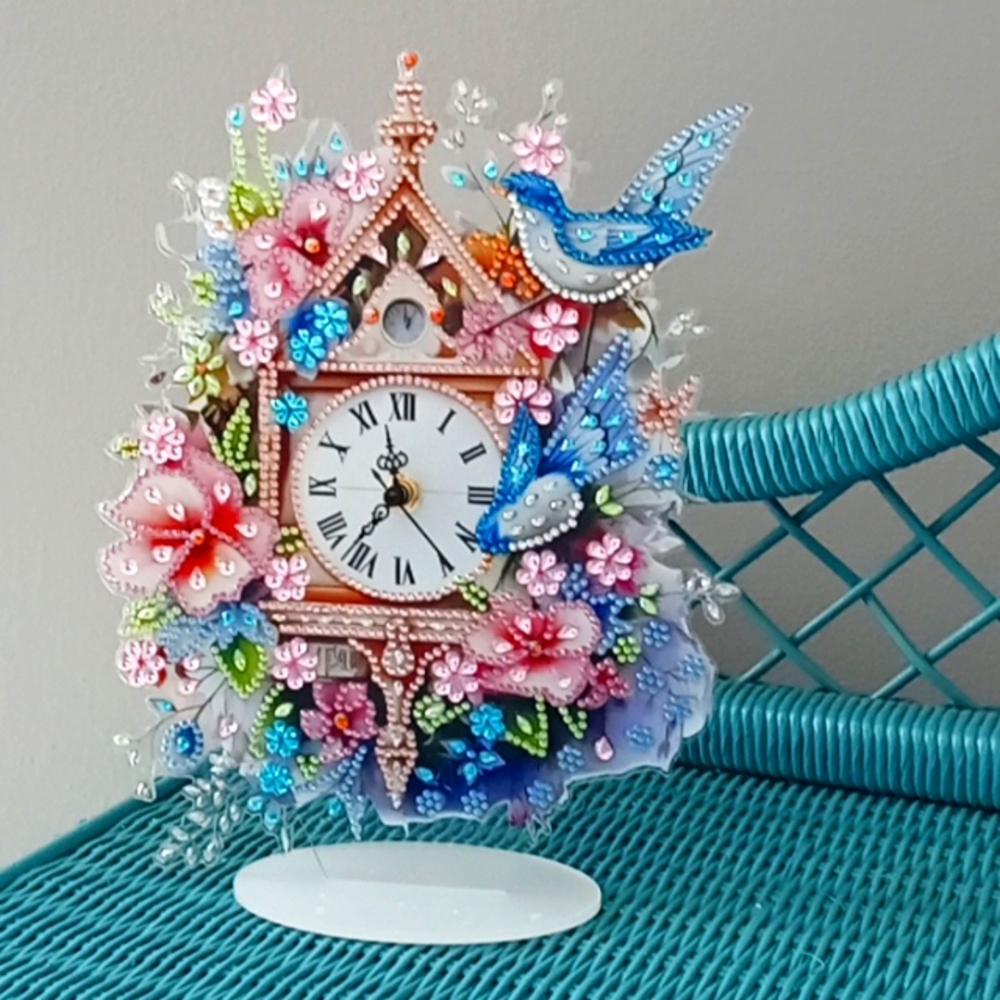 New Handmade Beaded Bird Clock - Picture 3 of 8